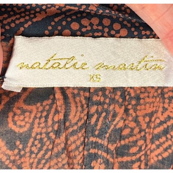 NATALIE MARTIN Sz XS Fiore Dress Rayon Moroccan Tile Navy Clay - Picture 3 of 9